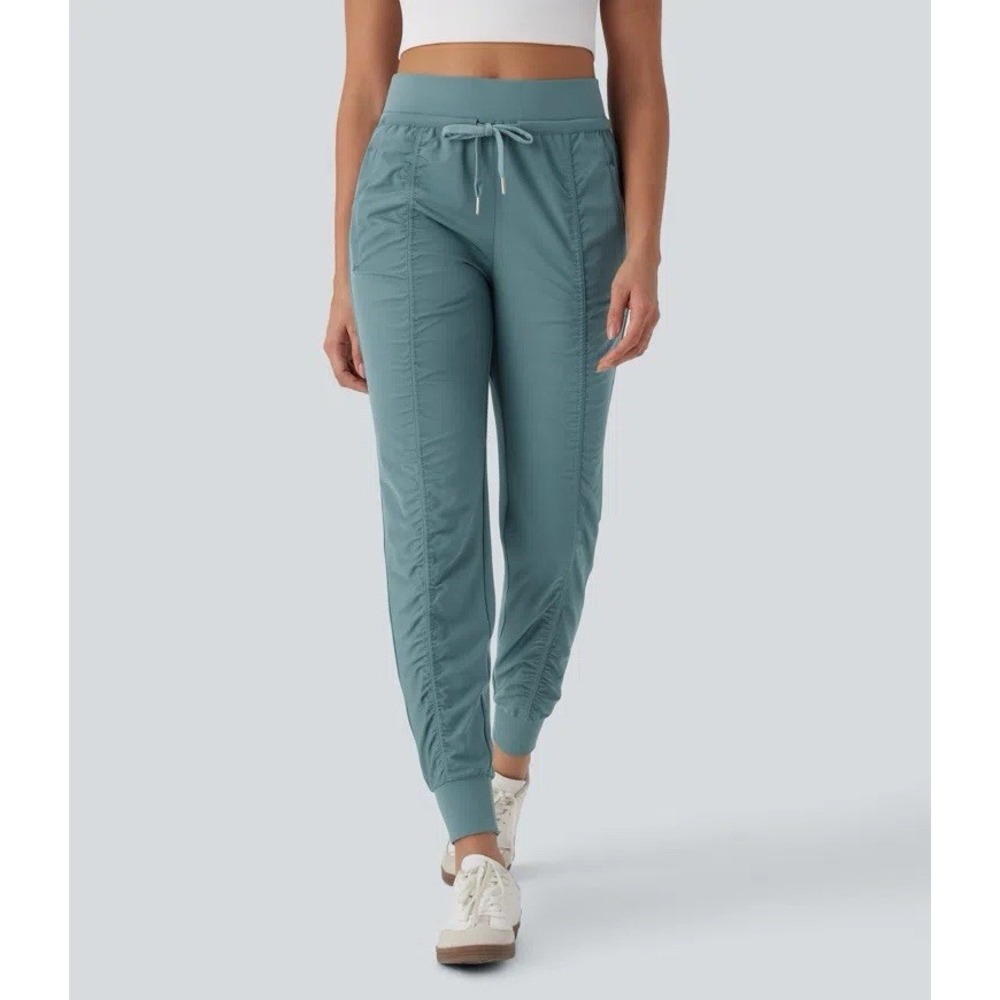 Halara High Waist Travel Pants Taper Jogger Drawstring Stretch Ruched Pull On Sm